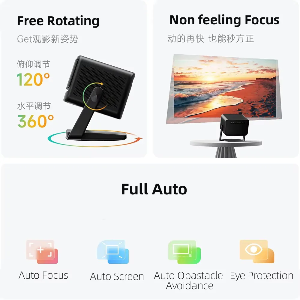 Pro Projector 2GB RAM ALPD Laser Smart Home Video Projectors With 3300 CVIA 3D Gimbal WIFI Smart Theater Beamer 4K