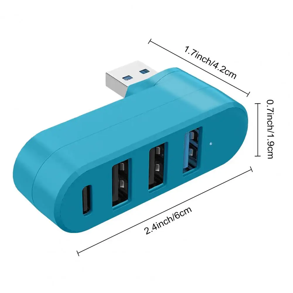 High-speed Usb 3.0 Hub 4-port Usb 3.0 Hub with 5gbps Transfer Speed Universal Plug-and-play Adapter 180-degree Rotatable Usb