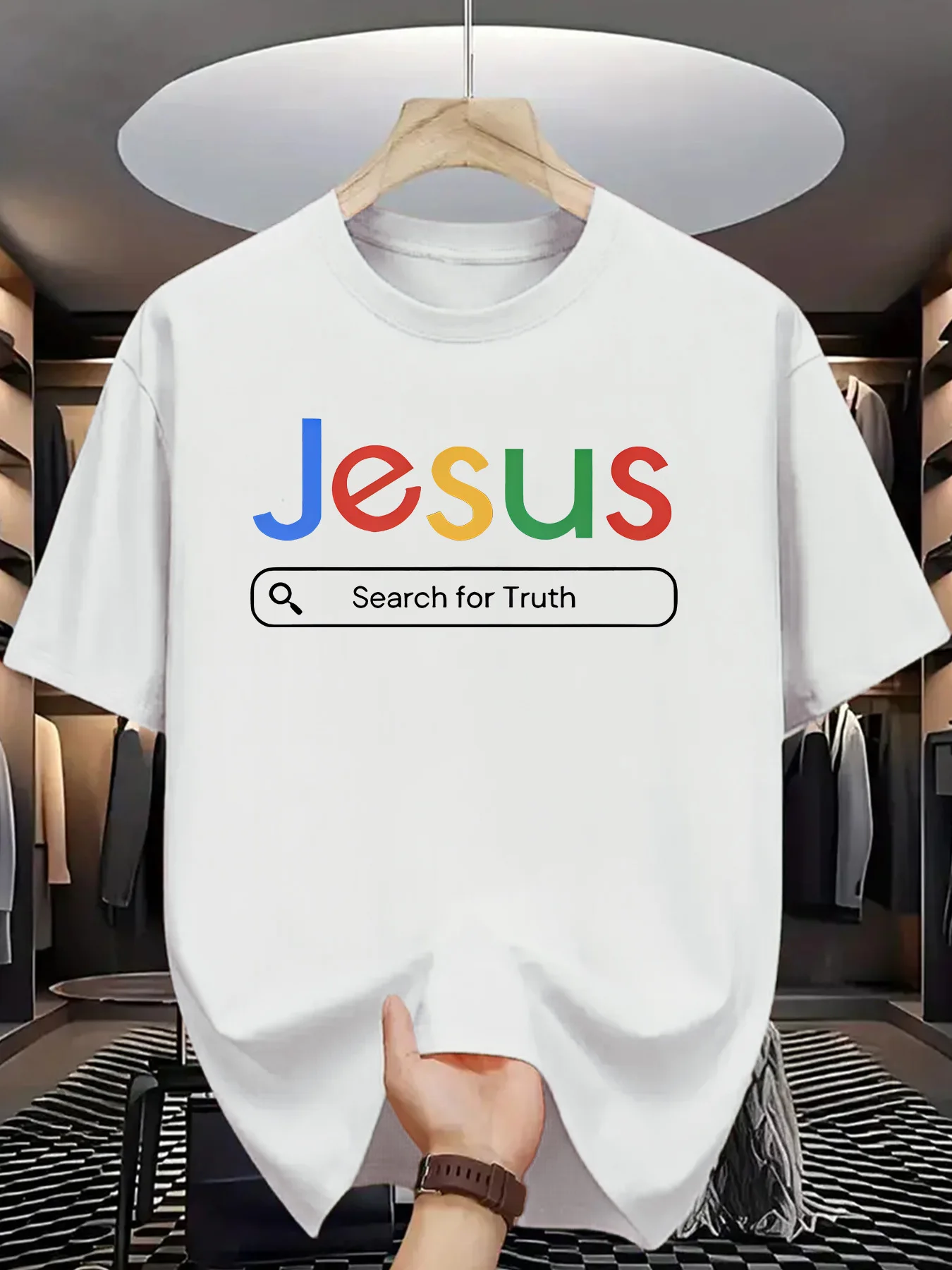 Jesus Search For Truth Mens Crew Neck T Shirt Color Letter Search Box Faith Graphic Short Sleeve Tee Casual Male Street Tops