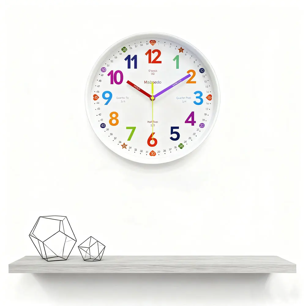 

Mabpedo Colorful Wall Clock Kids Learning Time-Telling Tool For School Classroom Bedrooms Educational Analog Clock