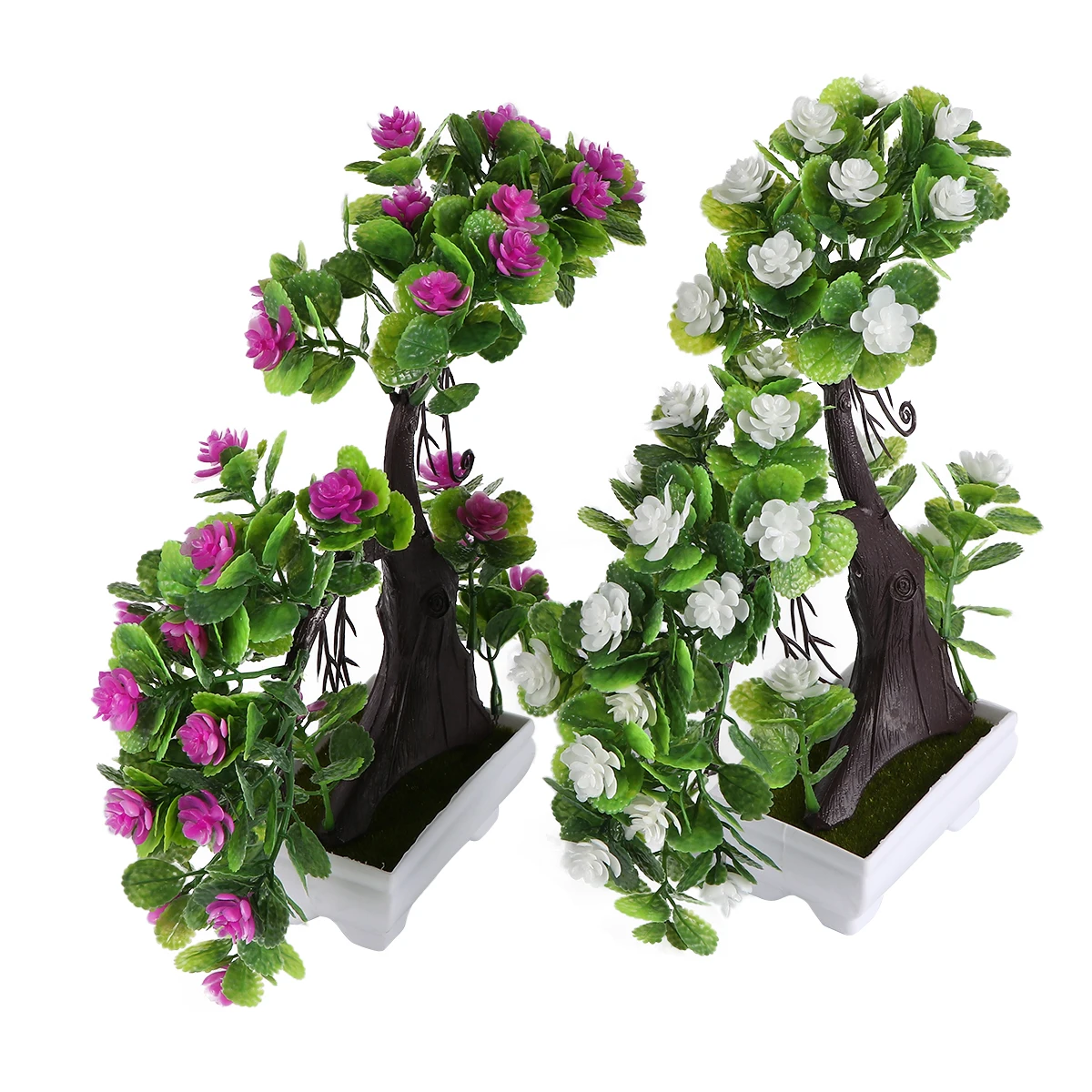 

2 pcs Plastic Flower Bonsai Artificial Indoor Plants Pot Decorations Simulation Flower Potted Plant Garden