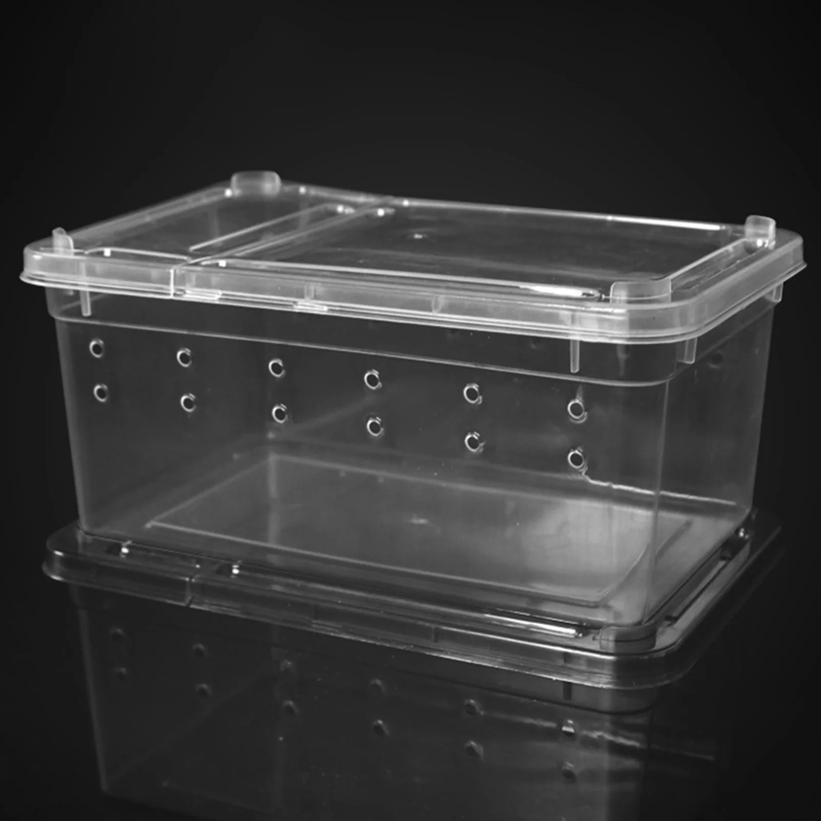 Reptile Feeding Box Transparent Plastic Enclosure For Snakes Lizards Tarantulas With Secure Lock Ventilation Pet Breeding Cage