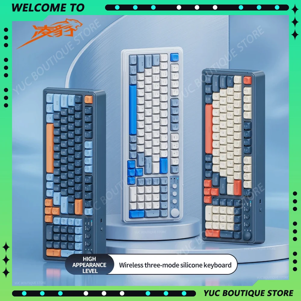 

Игровая клавиатура LINGBAO K01, 3 режима, 2,4 г/USB/Bluetooth, беспроводная, 99 клавиш, силиконовые колпачки без зарядки, поддержка подключения 5 устройств