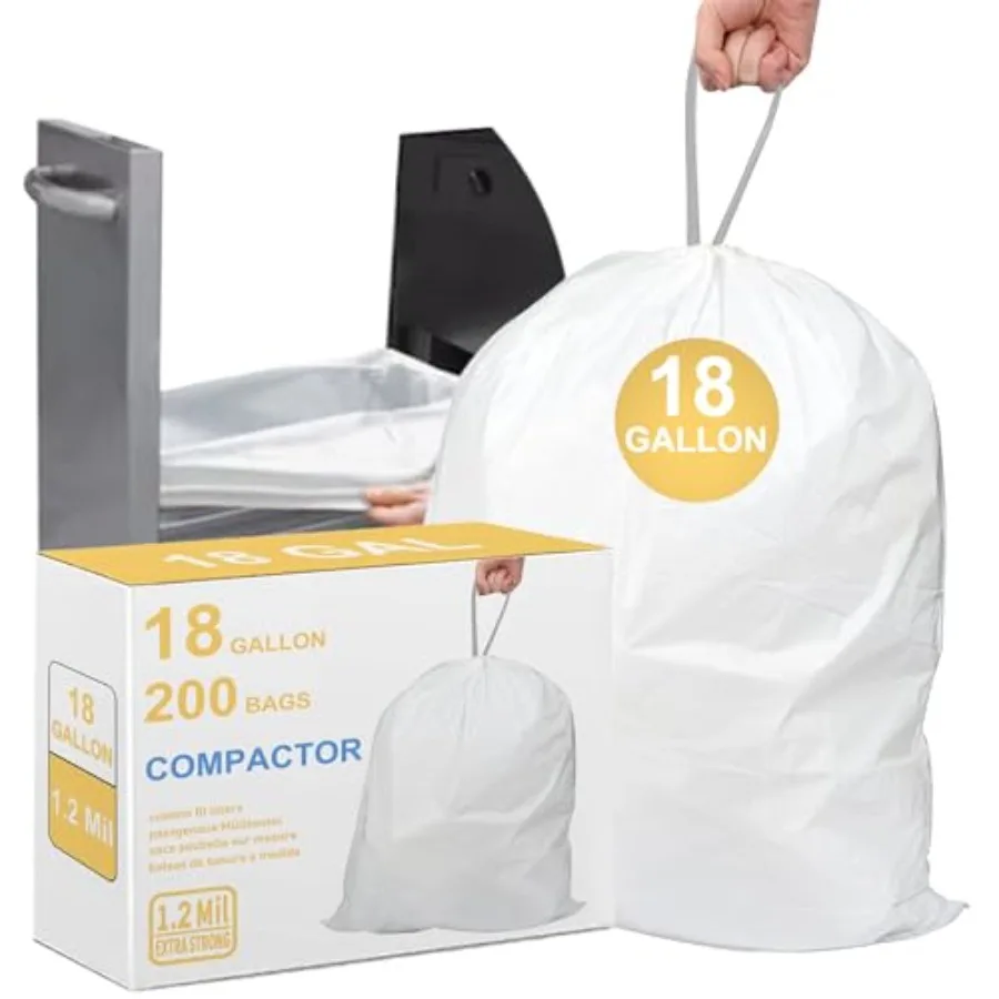 

Мешки для мусора Compactor для кухни, сверхпрочные, толщина 1,2 мил, усиленные, с завязками, идеально подходят для KitchenAid и Whirlpool