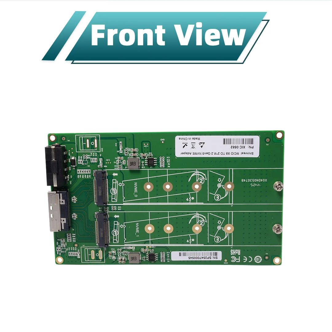 MCIO 8I (PCIe X8) To Dual M.2 NVMe Adapter Card PCIe 5.0 Gen5 M-Key SSD Converter , MCIO-8i High Speed Connecting Cable