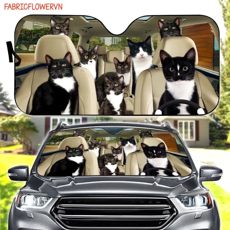 

Tuxedo Cat Car Sunshade, Tuxedo Cat Car Decoration, Tuxedo Cat Windshield, Cat Lovers Gift, Cat Car Sunshade, Gift For Mom, Gift