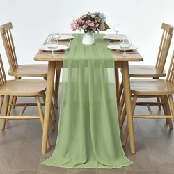 Camino de mesa de decoración de boda de gasa, color verde salvia, liso, de lujo, rústico, para Baby Shower, San Valentín, Pascua, decoración del hogar