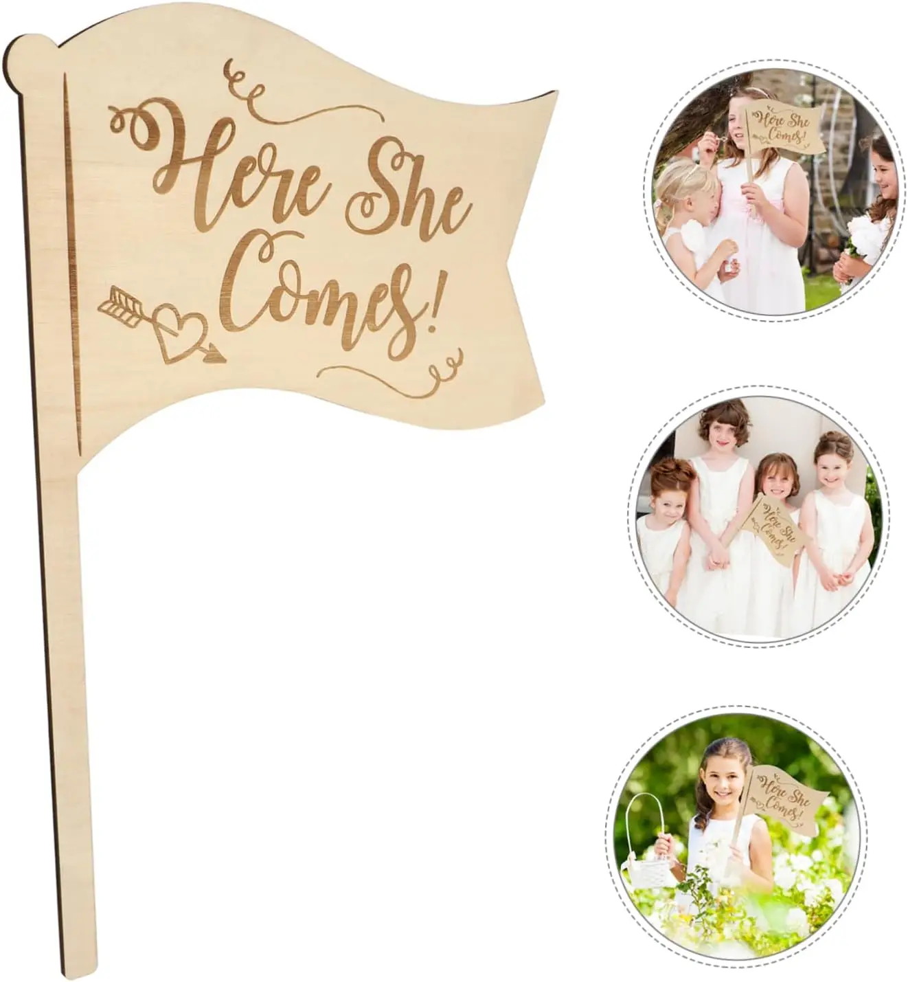 1pc Wedding Party Guide Sign for Flower Girl Creative Here She Comes Sign Wedding Accessory for Boy Girl to Hold Unique Keepsake