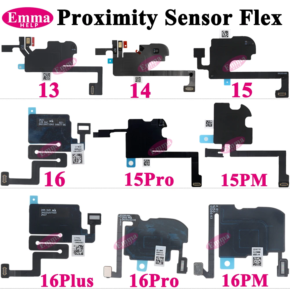 Earpiece Proximity Light Sensor Flex Cable with Mic for iPhone 16 15 14 13 Plus Pro Max Mini Ear Speaker Ribbon Repair Part