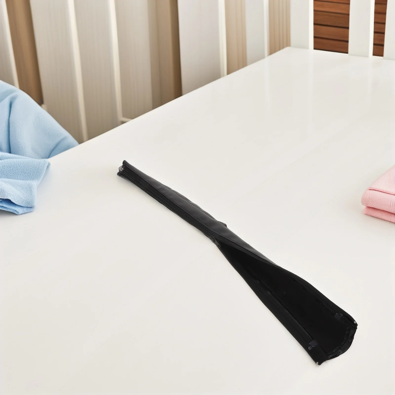 

Stroller Handlebar Cover Black Pu Grip Replacement Zipper Protective Sleeve For Baby Pushchair Universal Fit