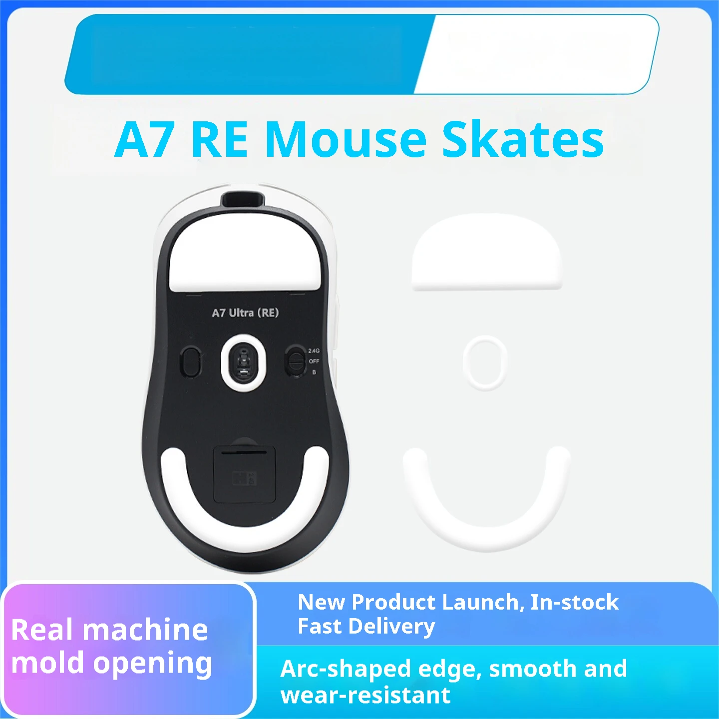 Pure PTFE Foot Skates For MCHOSE A7 Ultra Re Gaming Mouse Pure Polytetrafluoroethylene Ultra Smooth with Long Cycle Life