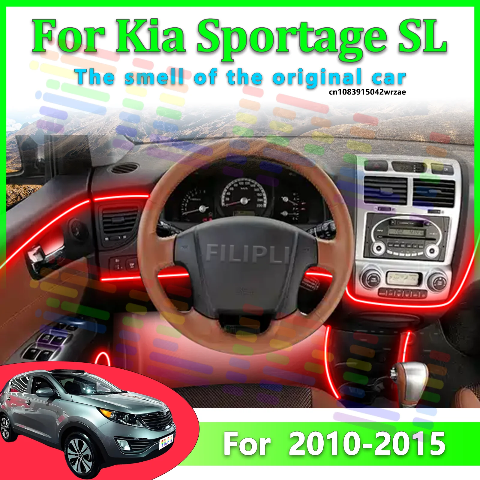 

For Kia Sportage SL Car LED Ambient Lamps Colorful Atmosphere Lights Auto Interior Neon Strip App Control 64 RGB Light