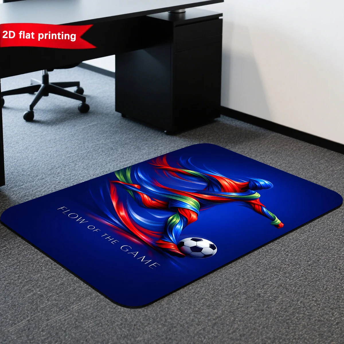 Abstract Soccer Player Doormat, Dynamic Football Art Floor Rug, Non-Slip Absorbent Mat for Entryway Gym Boys Room Decor