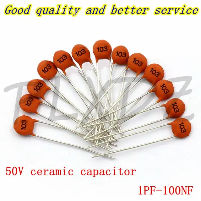 50szt Kondensator ceramiczny 50V 1pF ~ 100nF 0.1uF 104 102 10NF 103 15NF 153 472 222 332 2 3 4 5 6 7 8 9 10 33 47 82 100 PF 22 47 NF