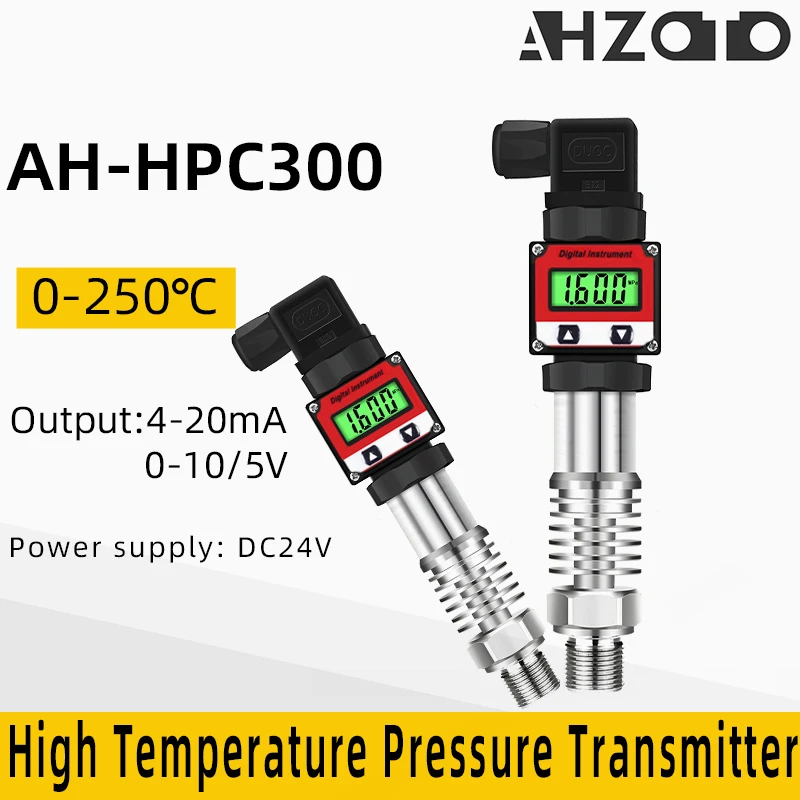 

0-250C LCD display 4-20mA Output G1/4 DC24V Pressure Transmitter Transducer High Temperature Sensor for Water Gas Oil