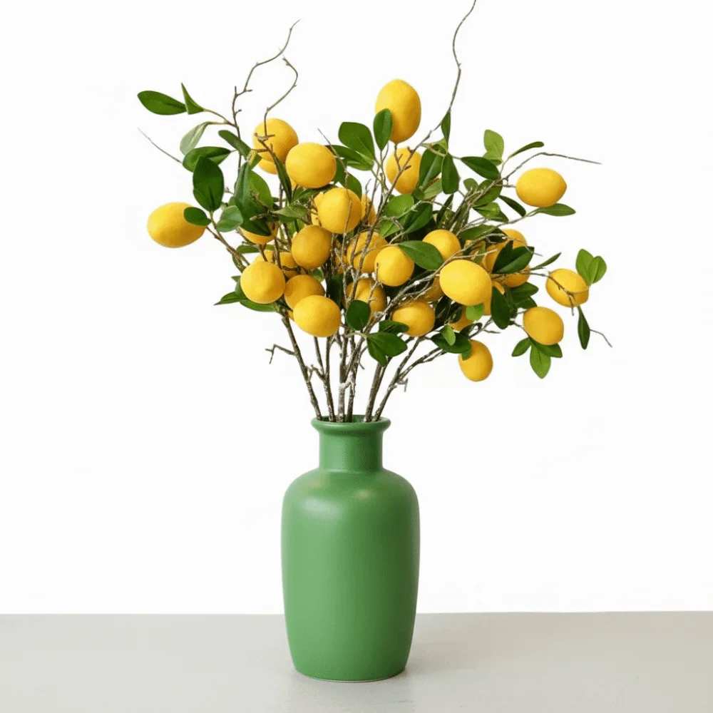 Picture 6: Photography Props Green Leaves Artificial Lemon Branch Luxury Plastic Simulation Fruit Tree Elegant Realistic Fake Plants Gift