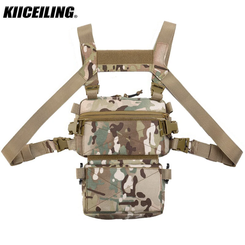 KIICEILING Tactical Backpack Bag Soldiers MC Camouflage Military Running Vest Cell Phone Accessories Holder Pack for Cycling Bag