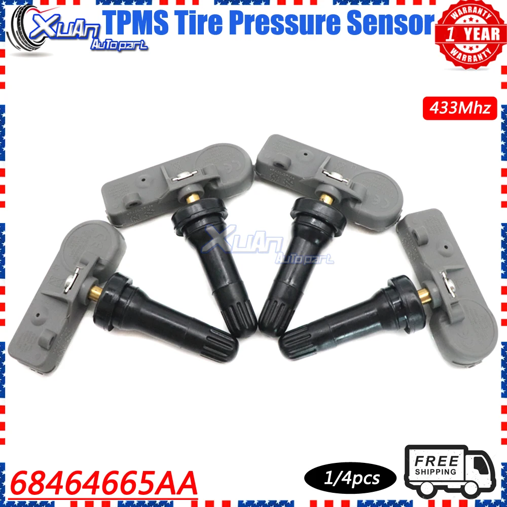 XUAN TPMS Sensor Tire Pressure Sensor Monitoring System 68464665AA For Jeep Gladiator 3.0L 3.6L 2020 2021 433Mhz 68464665AB