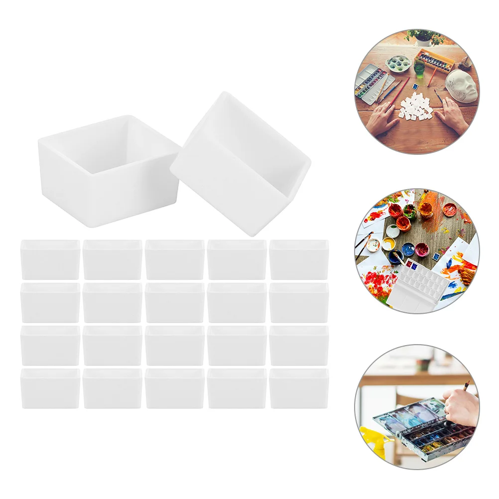 

75 Pcs Watercolor Grid Empty Half Pans For Acrylics Paint DIY Pack Plastic White Oils