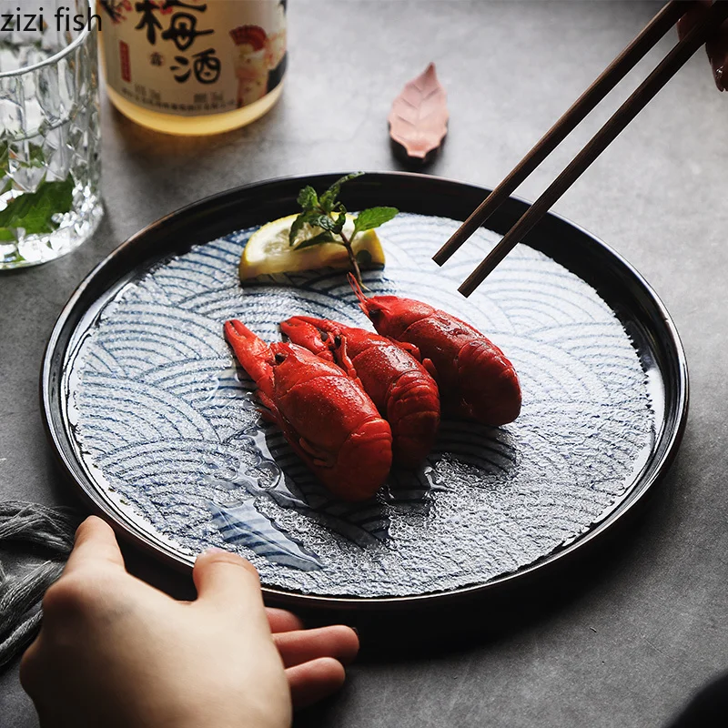 

Vintage Hand Painted Ceramic Plate Restaurant Circular Steak Plate Dessert Sushi Plate Pasta Plates Molecular Cuisine Tableware
