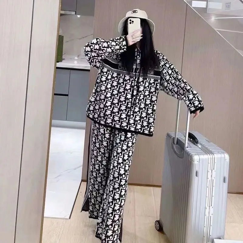 Letter Printed Hooded Sweatshirt Set for Women\'s Spring Autumn High Street Wide Leg Pant+casual Hooded Two-piece Set for Women