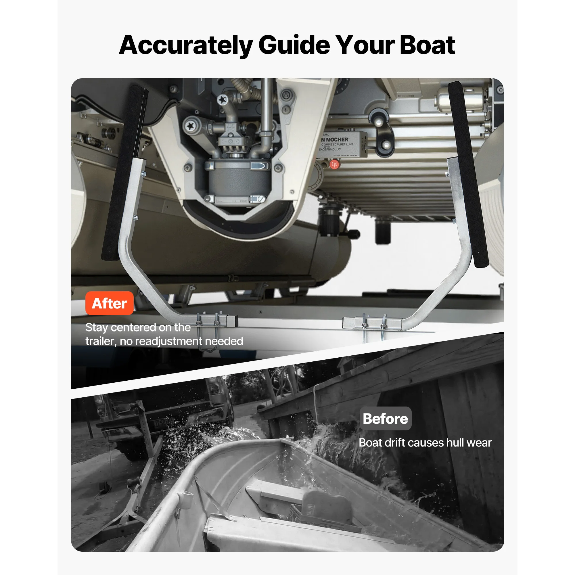 SucceBuy Boat Trailer Guides 2PCS High-Hardness Steel Trailer Guide-Ons Fits C-Channel Bunk-Style Pontoon Trailers/V-Hull Boats