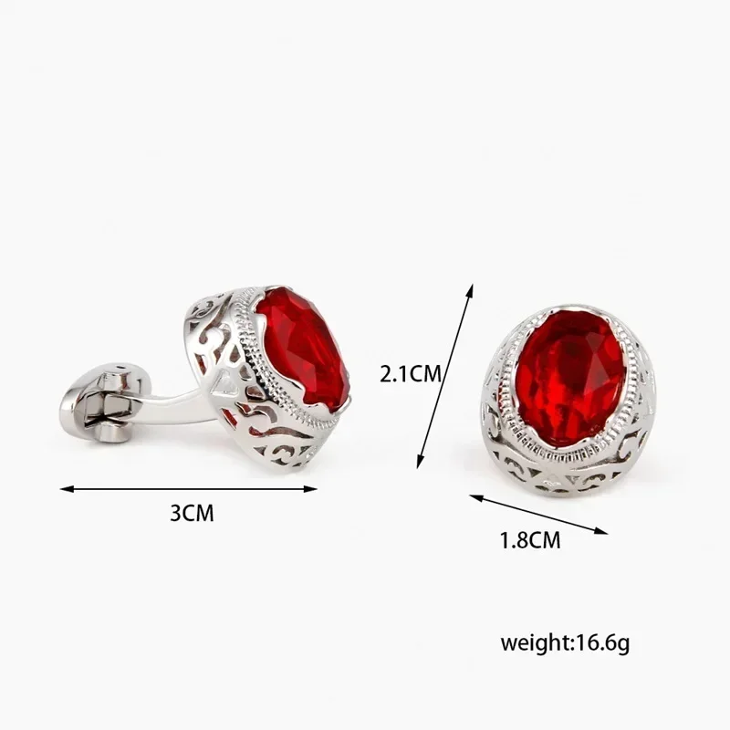 Red Semi-precious Stone Cufflinks Men\'s French Shirt Accessories Wedding Business Banquet Jewelry Gifts High-end Male Cuff Links