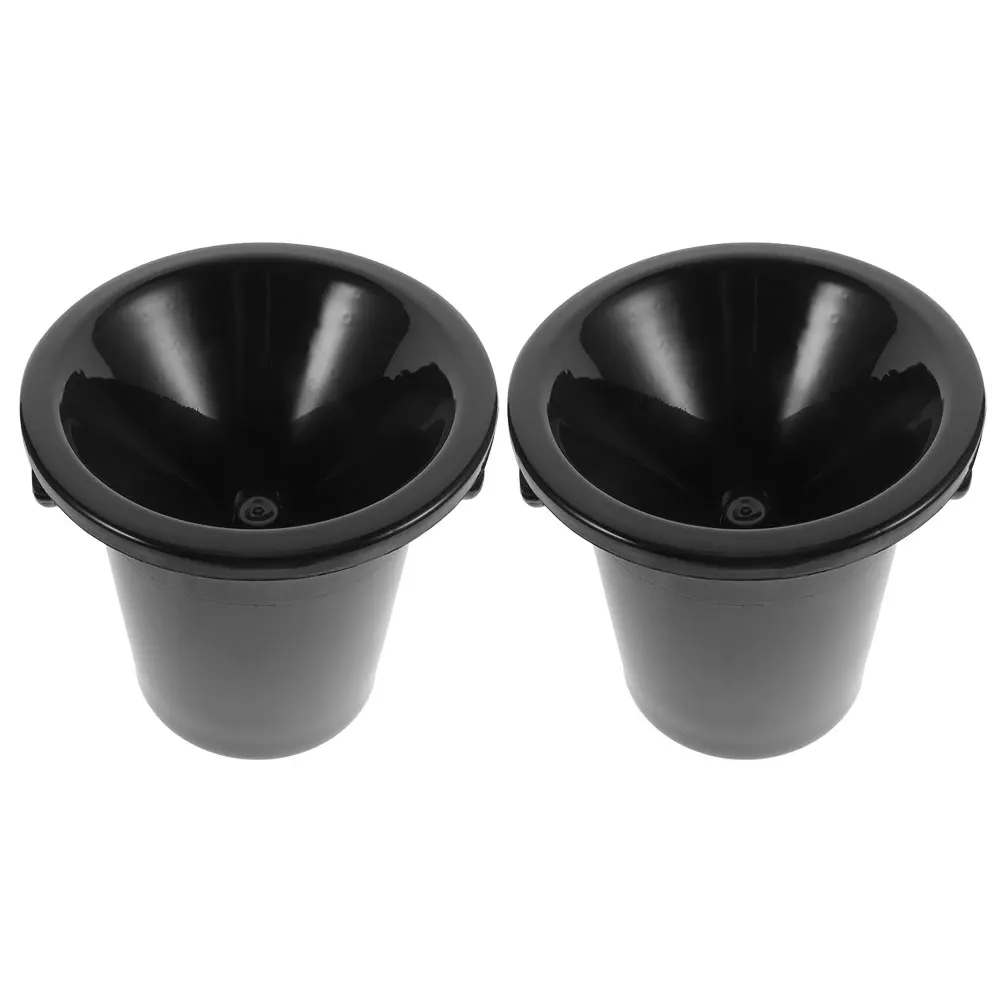 

2Pcs Black Spittoons Ice Bucket Round Dual Handles Plastic Wine Tasting Accessories Cooling Beer Storage