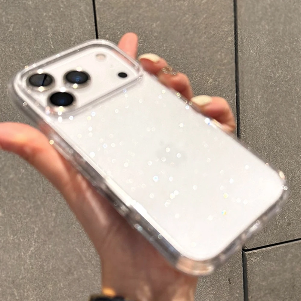 Luxuriöse Glitzer-Handyhülle für iPhone 18 17 16 15 14 13 12 11 Pro Max Plus Air, weiche Silikon-Transparent-Bumper-Hülle – Detail 3