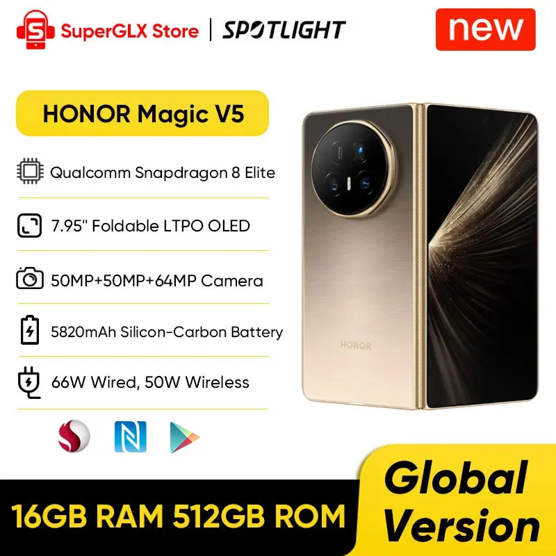 HONOR Magic V5 Global Version 5G Foldable Smartphone Snapdragon 8 Elite 7.95