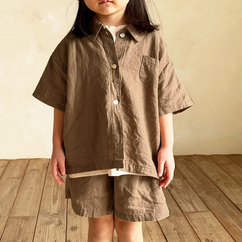 Korea Summer 2 Pcs Baby's Sets Boys Girls' Short Seeved Top Shorts Casual Two-piece Set Soft Cotton Baby Clothes