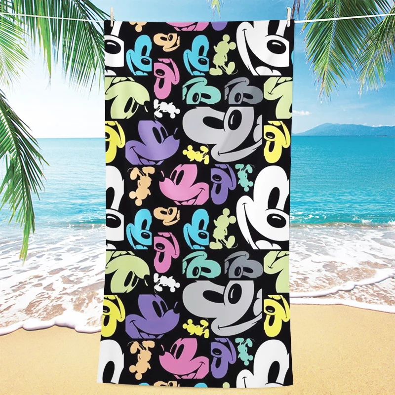 Beach Towel Cute Mickey Summer Seaside Beach Swimming Towel 3D Printing Ultra-clear Children and Adults Microfiber Material Soft