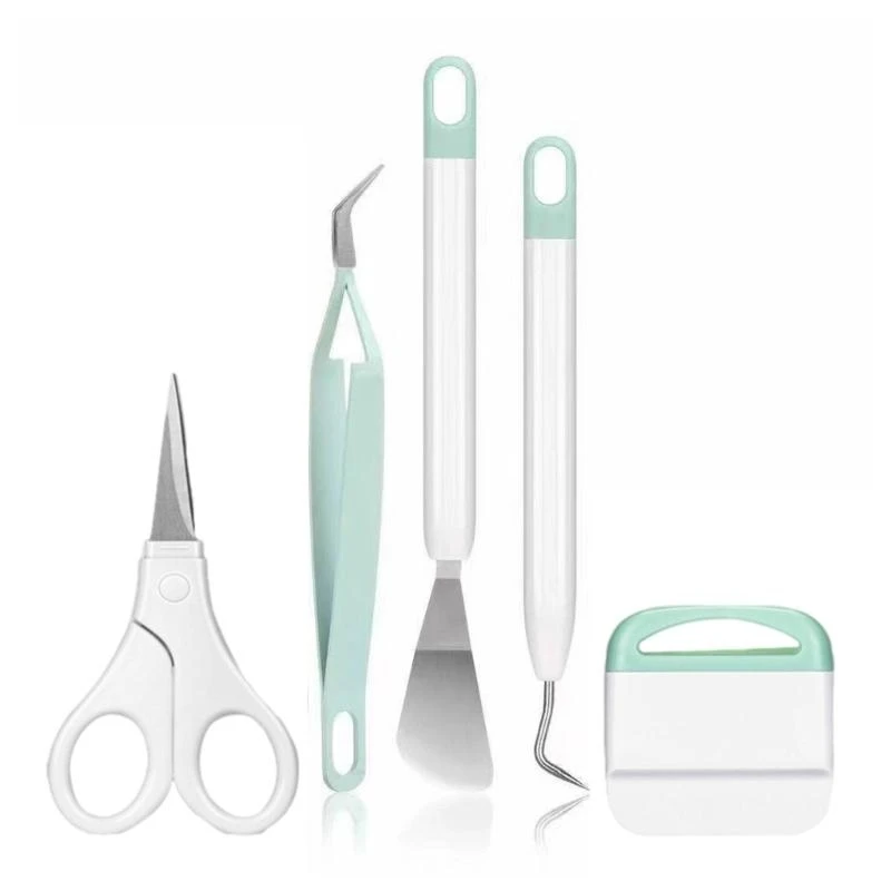 مجموعة أدوات إزالة الأعشاب الضارة من الفينيل الحرفية سكين Weeder مكشطة ملعقة ملاقط مقص مجموعة أدوات إزالة الأعشاب الأساسية لتقوم #1