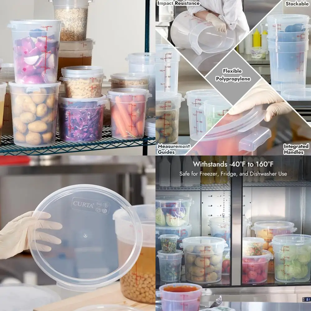 4er-Pack transparente, runde Lebensmittelaufbewahrungsbehälter mit Deckel – NSF-zertifiziert, BPA-frei, Polypropylen in kommerzieller Qualität, sicher f
