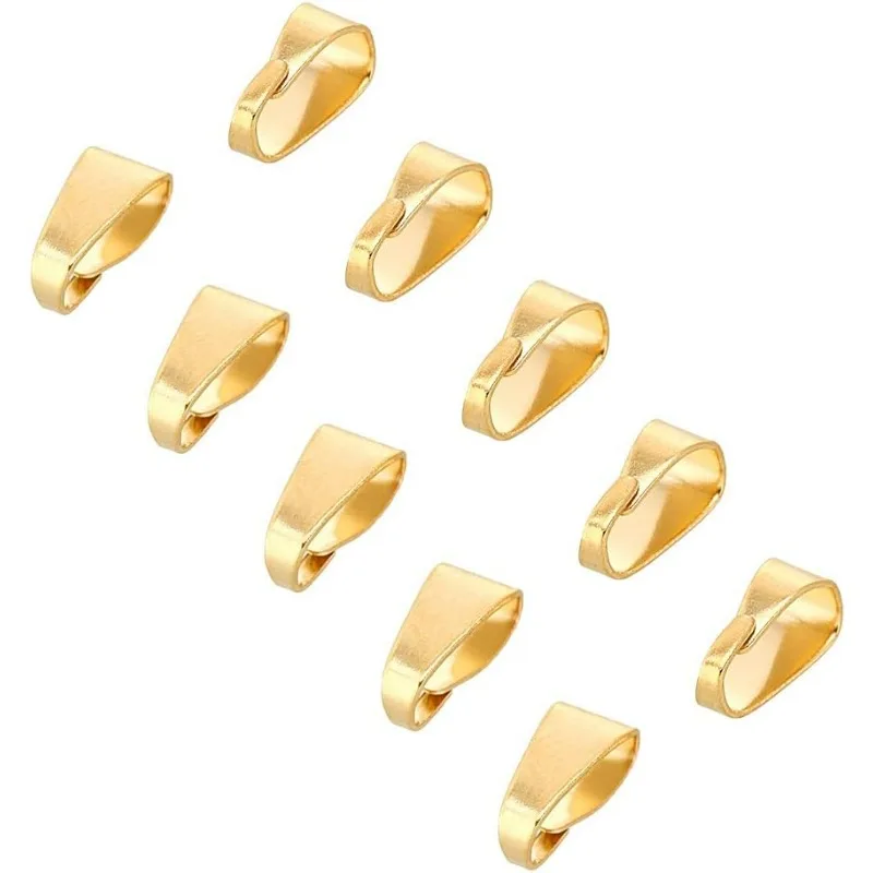 

80pcs Golden 7mm Snap on Bails Stainless Steel Pinch Bails Pendant Bails Connectors Hook Pendant Clasps for DIY Dangle Charms