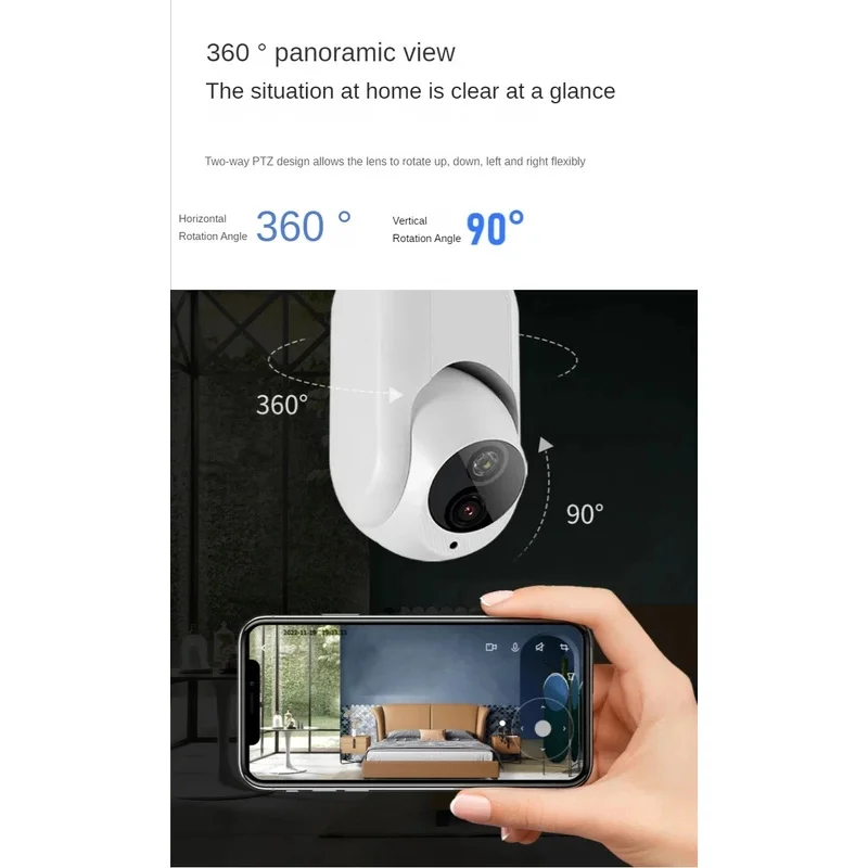 2MP 1080P Tuya/Yilot APP E27 Full Color Wireless PTZ IP Dome Camera AI Humanóide Home Security CCTV Monitor de bebê