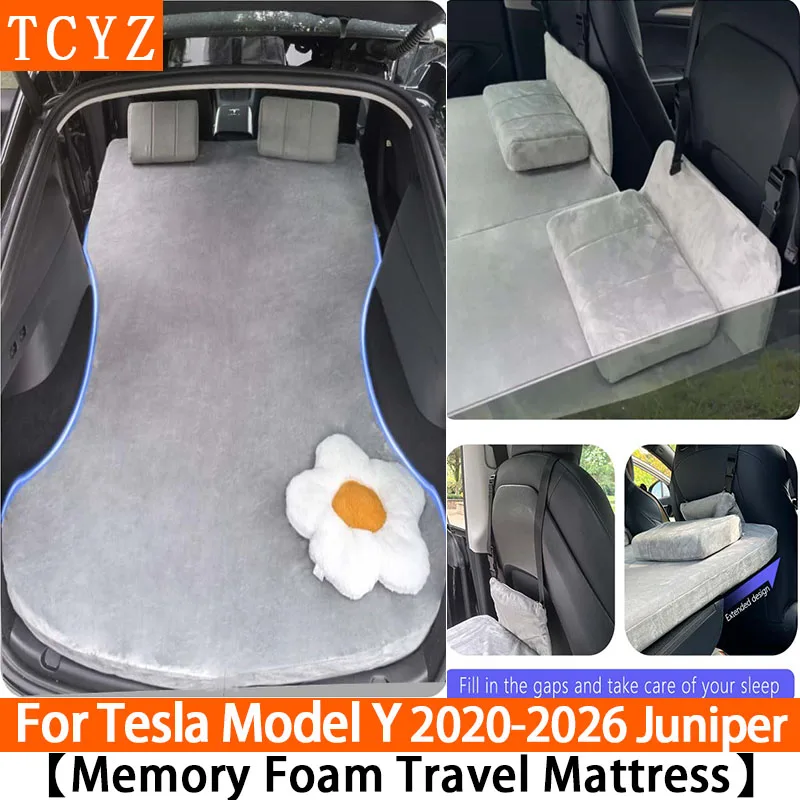 For Tesla Model Y 2020-2025 2026 Juniper Camping Mattress Memory Sponge Mattress Car Travel Bed Portable In Car Outdoor Camping