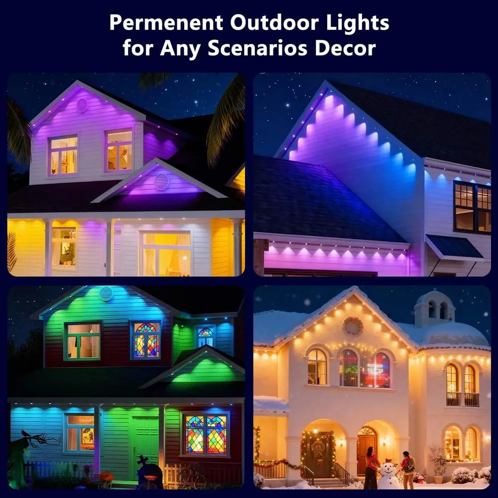 مصابيح RGBTW الخارجية الذكية، يمكن التحكم فيها بالذكاء الاصطناعي بقوة 200 قدم، مقاومة للعوامل الجوية للاستخدام الدائري العام، متوافقة مع Alexa وGoogle Assistant #4