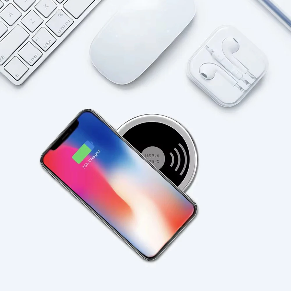 Pengisi daya nirkabel bebas instalasi, 60mm tidak terlihat di bawah meja, stasiun pengisi daya telepon 15W stasiun pengisian nirkabel untuk iPhone