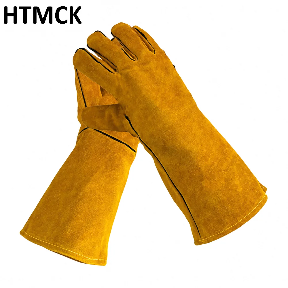 HTMCK Best Quality TIG Argon Welding Gloves Cowhide Leather Fire-Proof Anti-Slip Safety Gloves for Welder