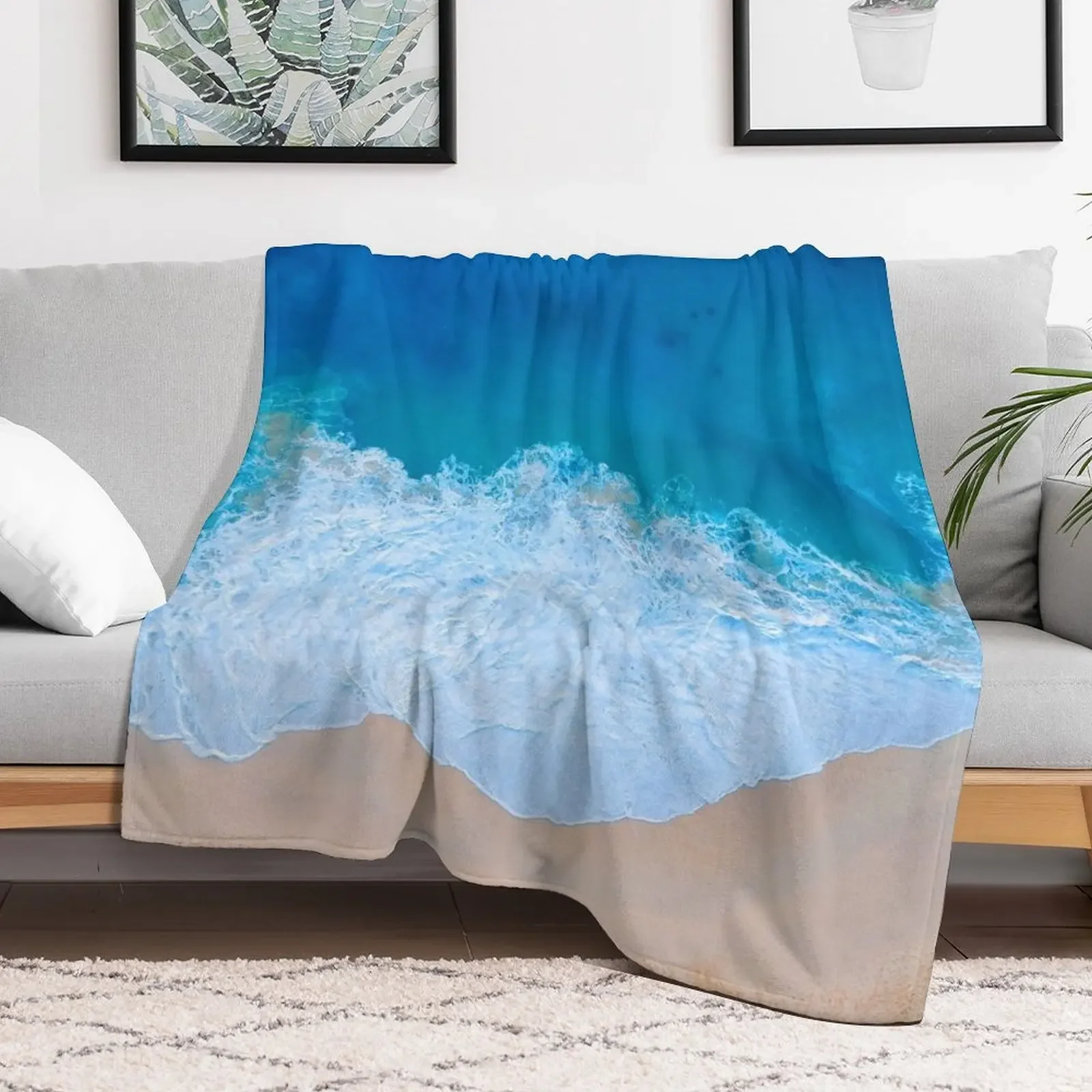 Seaside and wave #7. Sea foam. Aerial view Throw Blanket Designers Flannels Cute Plaid bed plaid Blankets