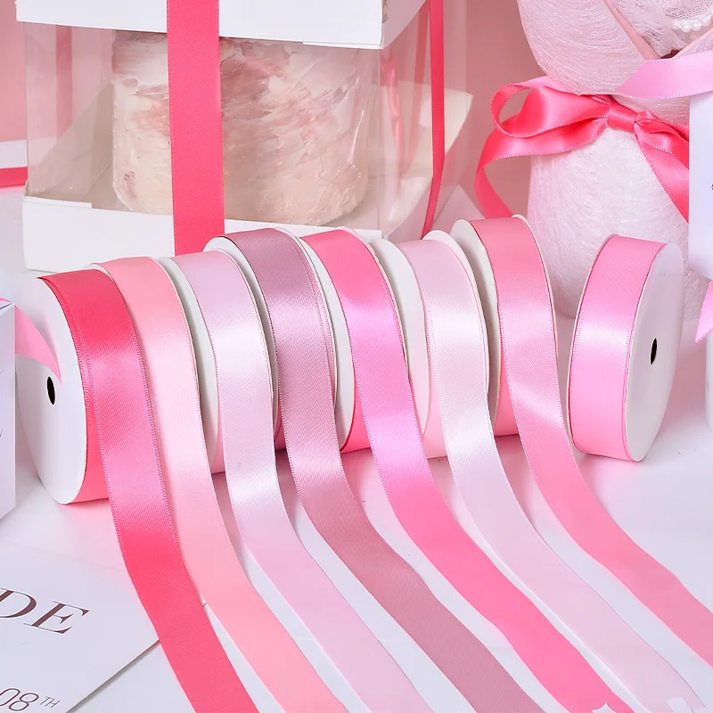 YAMA 25yards/roll Double Face Satin Ribbon 6 9 13 16 25 38 mm Solid Color Ribbons for Handmade Craft Gifts  Wedding Decoration