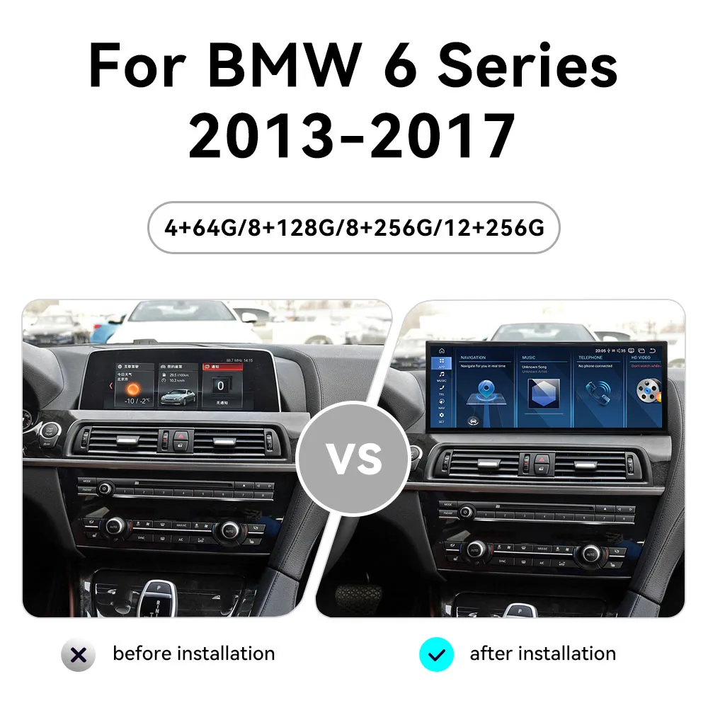 Update GPS Navigation Carplay 15.8 Inch Android 14 For BMW 6 Series 2013-2017 Touch Screen Multimedia Player Auto Stereo Radio