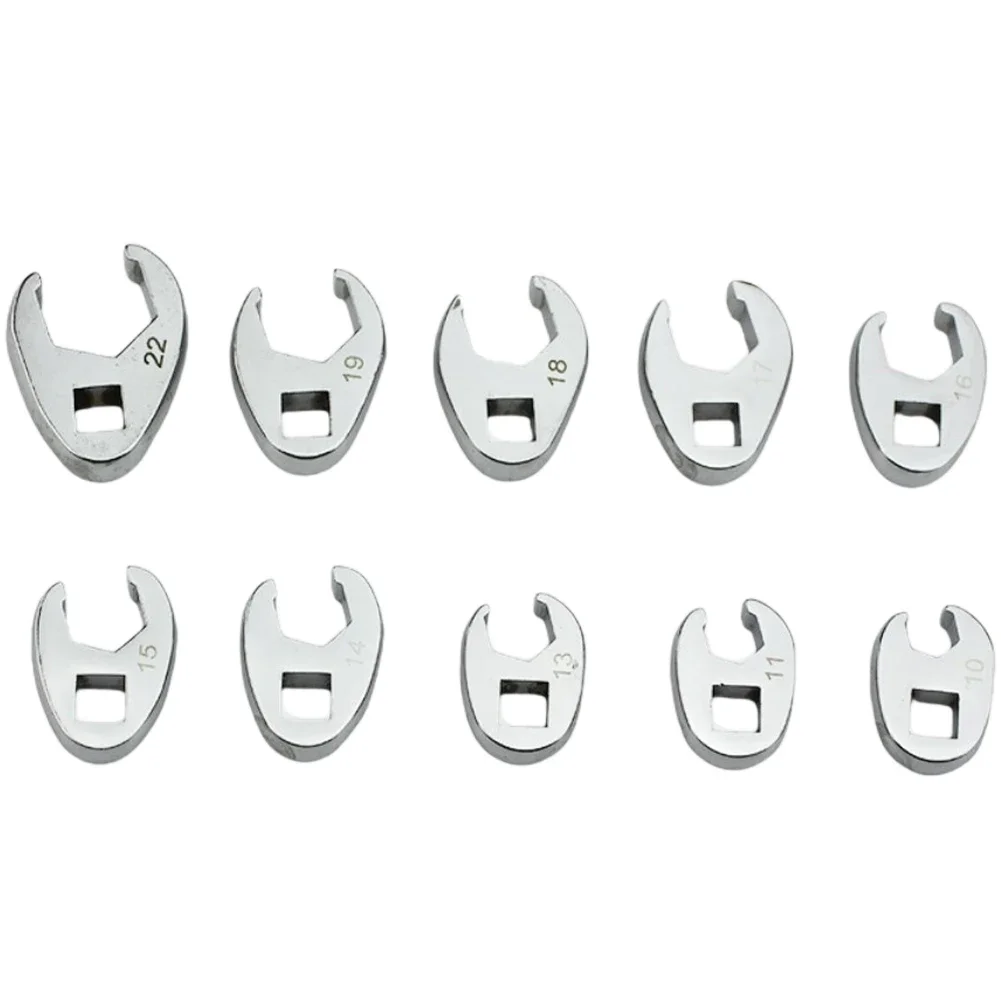 10Pcs 3/8Inch Drive Crowfoot Wrench 10 To 22mm Metric Foot Open End Spanner For Torque Wrench Keys Set
