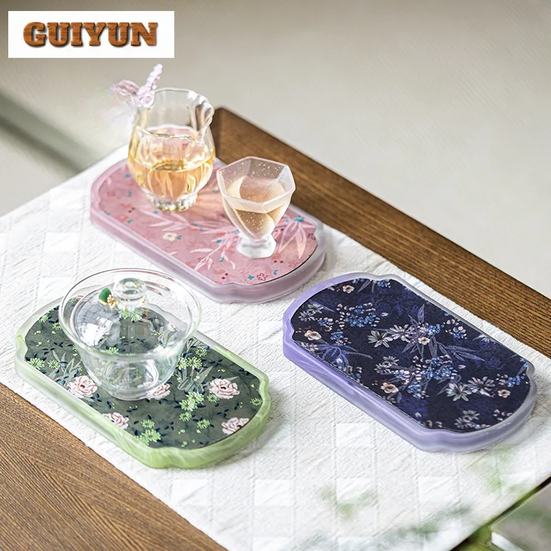 

Глазурованное стекло Ruyi Begonia, держатель подшипника для кофейной чашки, теплоизоляционная подставка для сухого заваривания, поднос для чая, подставки для украшения чая