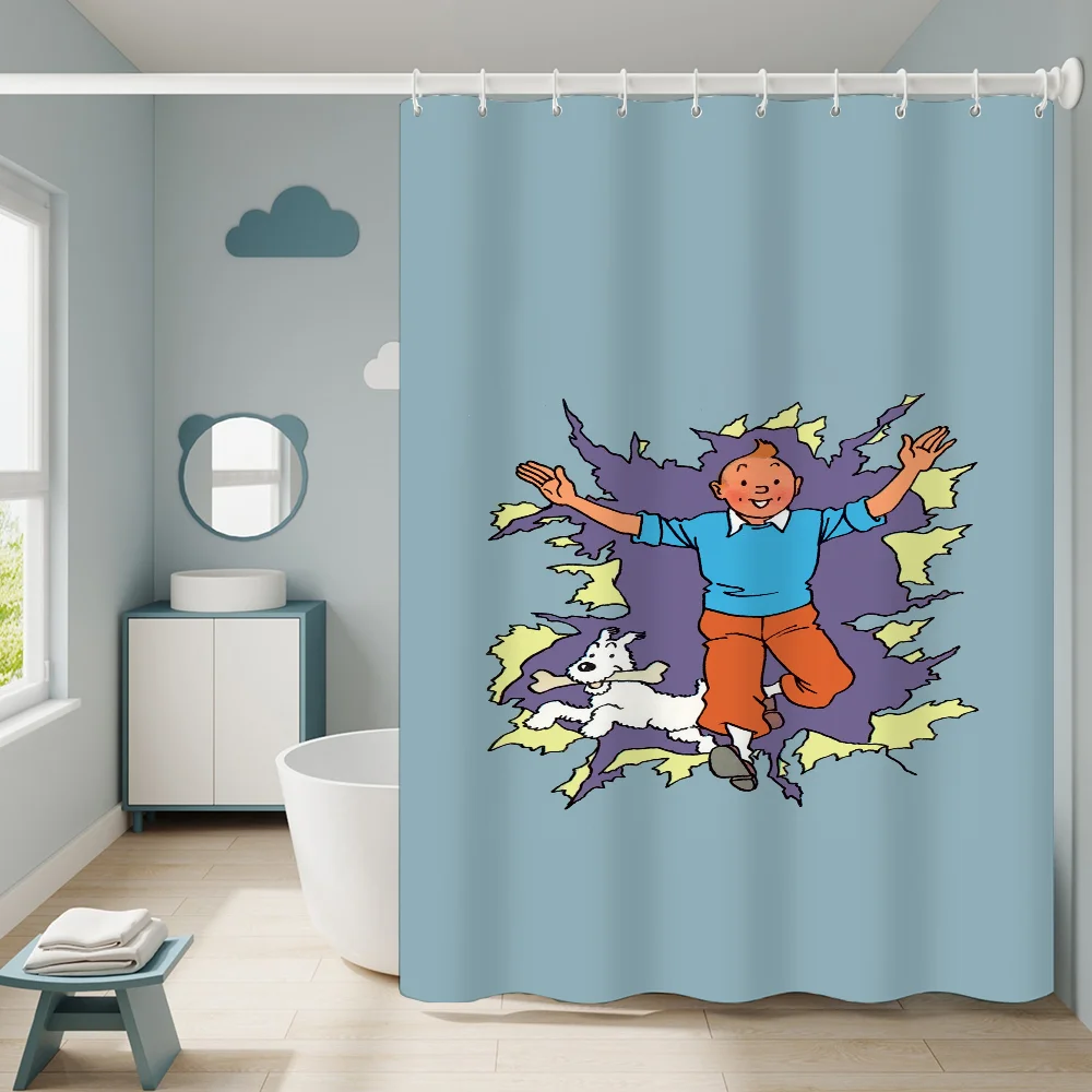 Curtains for Bathroom Shower Curtain T-tintin Accessories Bath Waterproof Fabric Set the Anti-mold Opaque Washable 180x200 Home