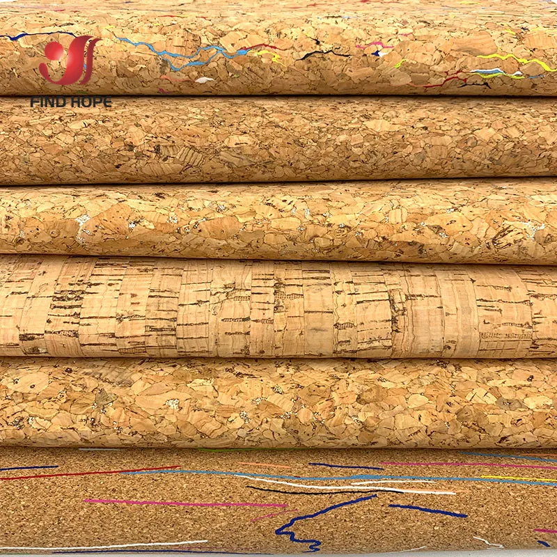 Multi-Color Size Natural Cork Faux Leather Wood Texture Synthetic Crafts Fabric for DIY Projects Accessories Handicrafts Make