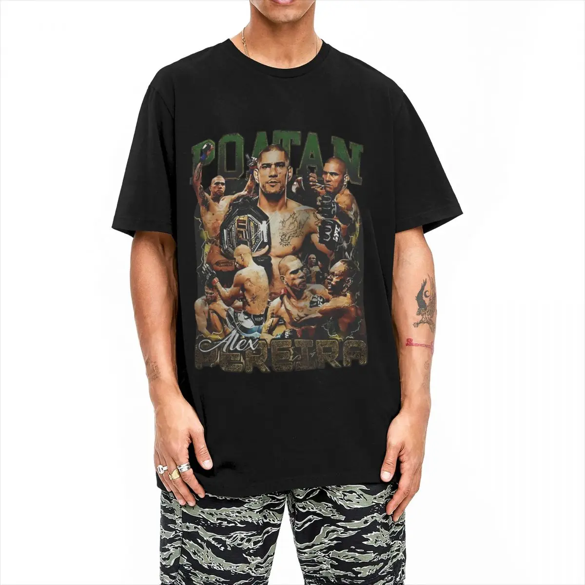 Printed Poatan Alex Pereira Chama Shirt Accessories Men Women 100% Cotton T Shirt Tee Clothes