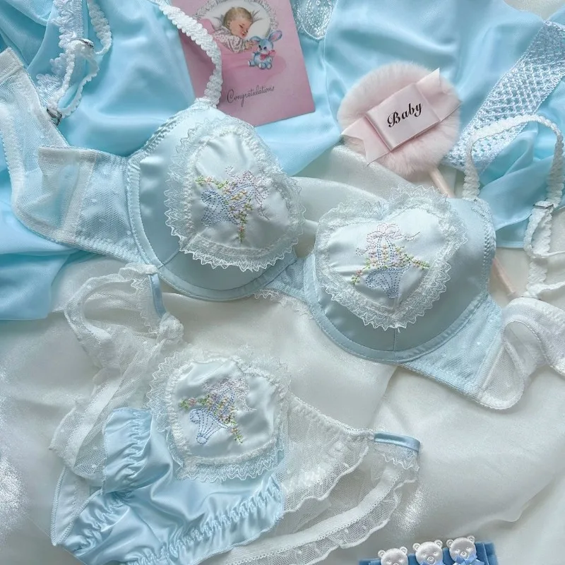 Bonito conjunto de sujetador con aros para busto pequeño, copa estructurada de apoyo, conjunto de lencería dulce antiflacidez, ajuste cómodo, Reino Unido S-XL MOYISU AB