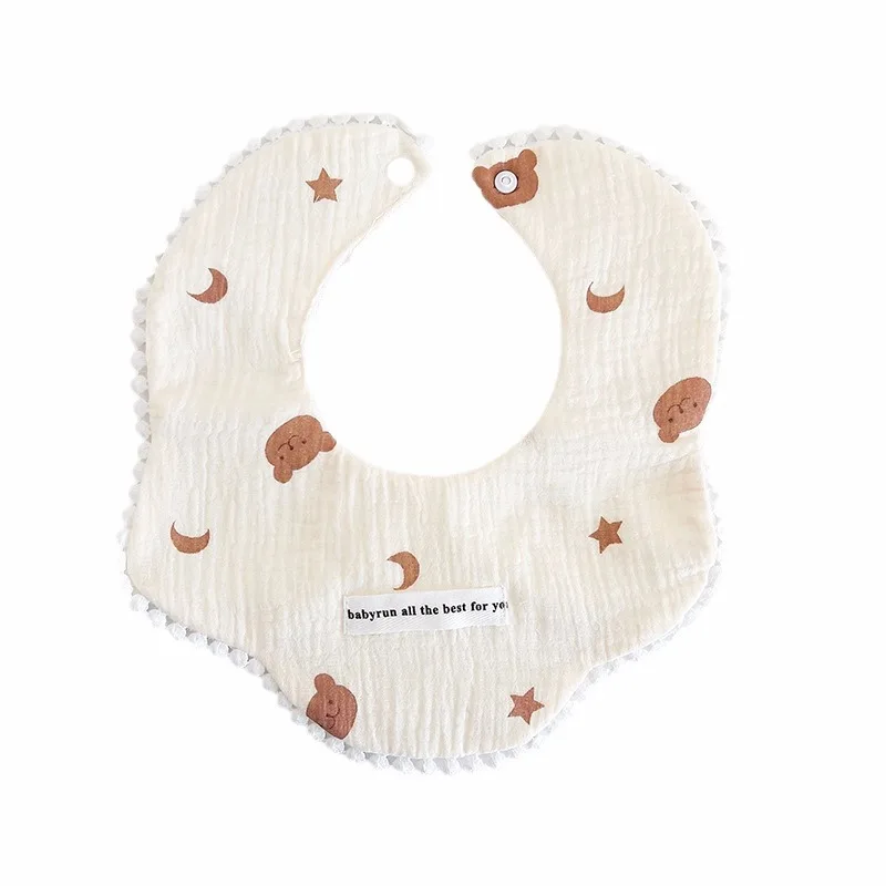 3 pcs ins Korean version thickened gauze bib cotton baby bib petal saliva towel all-match waterproof bib saliva pocket